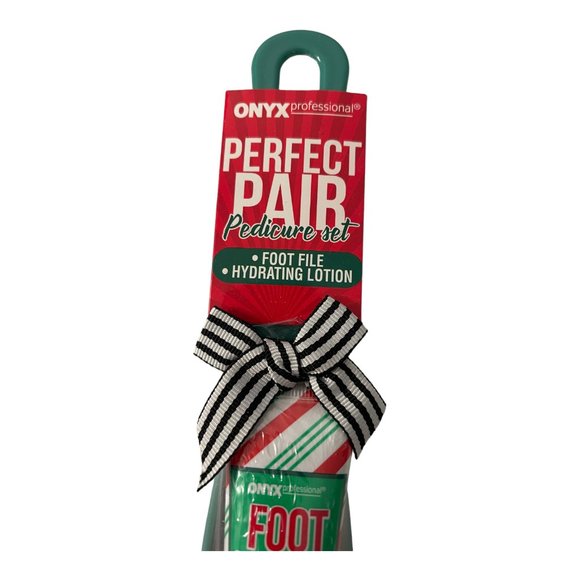 New In Package Onyx Perfect Pair Pedicure Set Twisted Peppermint File & Lotion - Picture 2 of 4